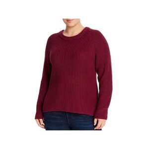 AQUA CURVE Womens Ribbed Long Raglan-sleeve Crew Neck Sweater
